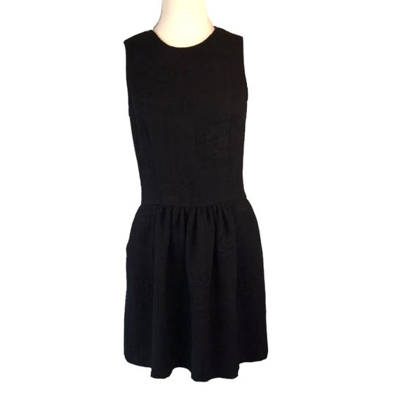 Zara Woman Drop Waist Dress Womens Size XS Black Floral Knit Sleeveless - Picture 2 of 12